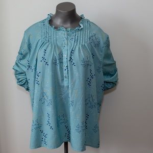 🎈 Ella Simone Blouse Floral Ruffle Neckline